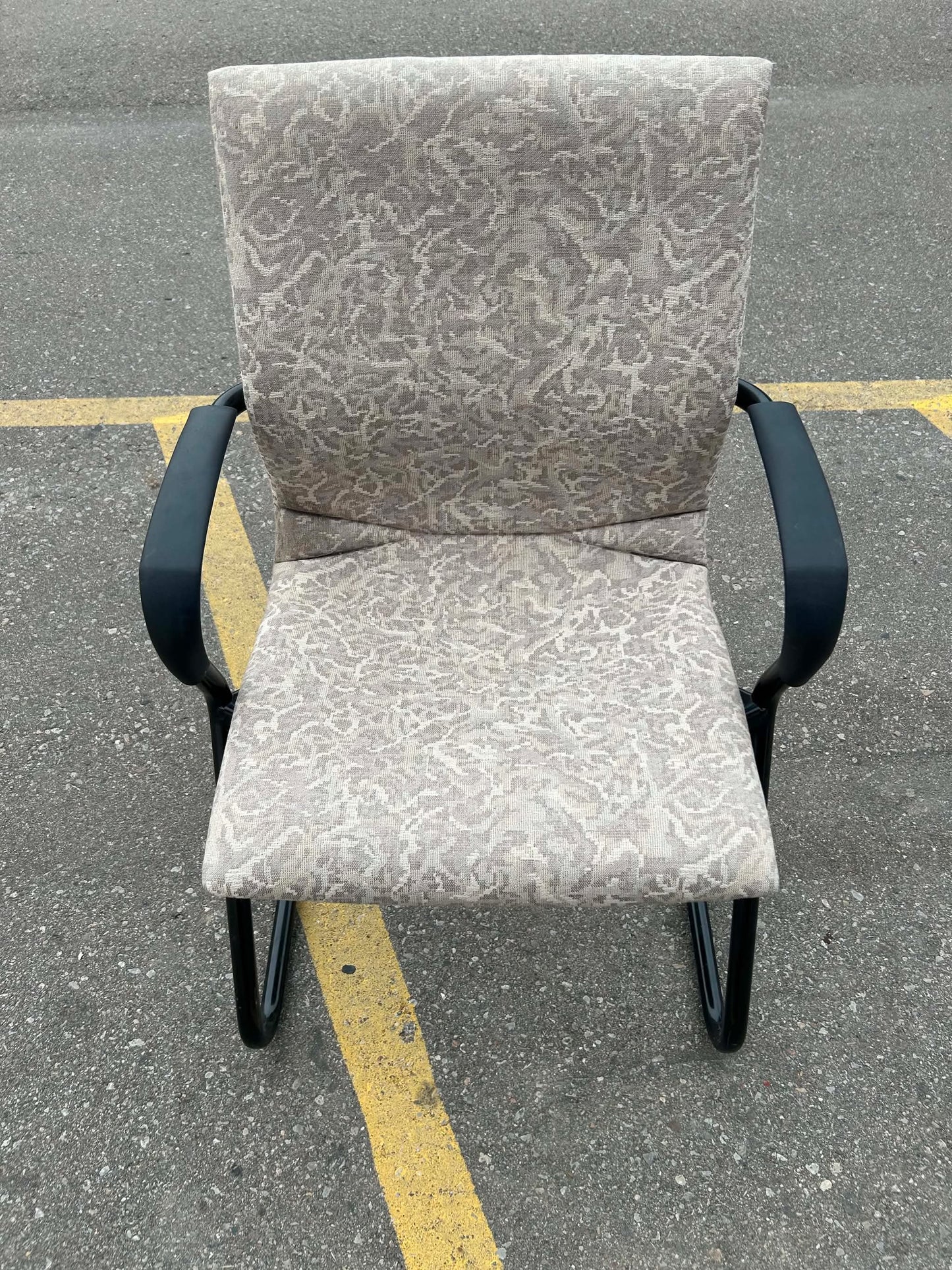 Steelcase Beige Floral Sleigh Bottom Reception Chairs