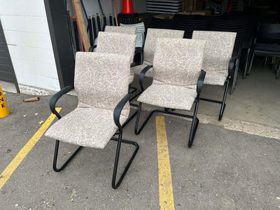 Steelcase Beige Floral Sleigh Bottom Reception Chairs