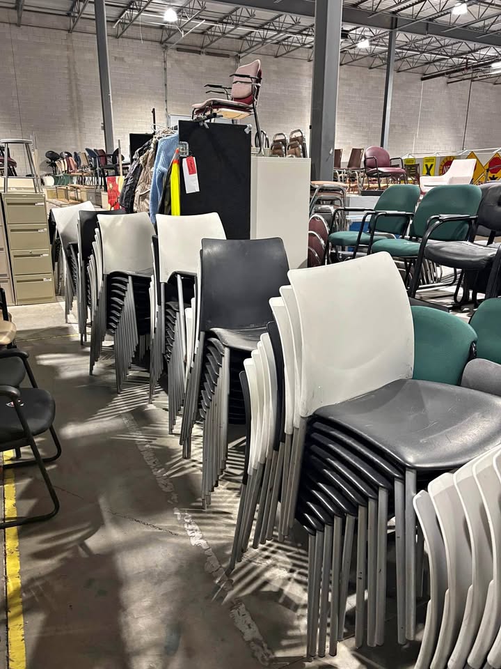 Black & White Stacking Plastic Chairs