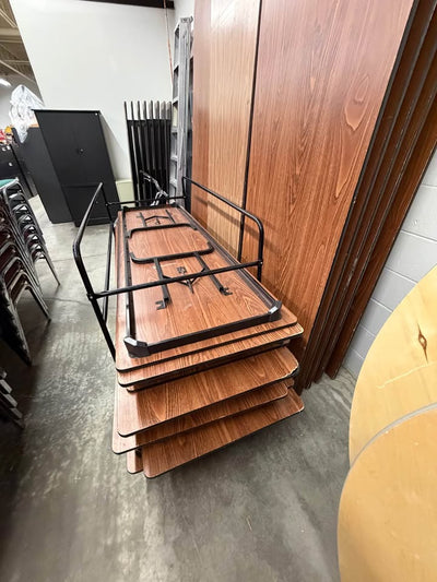 8’ Wooden Tables with Foldable Legs
