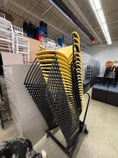 Yellow/Blue/Off-White Sleigh Bottom Stacking Chairs