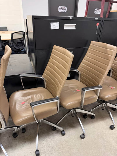 Beige Ribbed Back Office Chairs