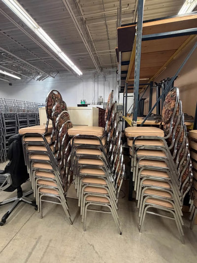 Stacking Beige/Floral Padded Banquet Chairs