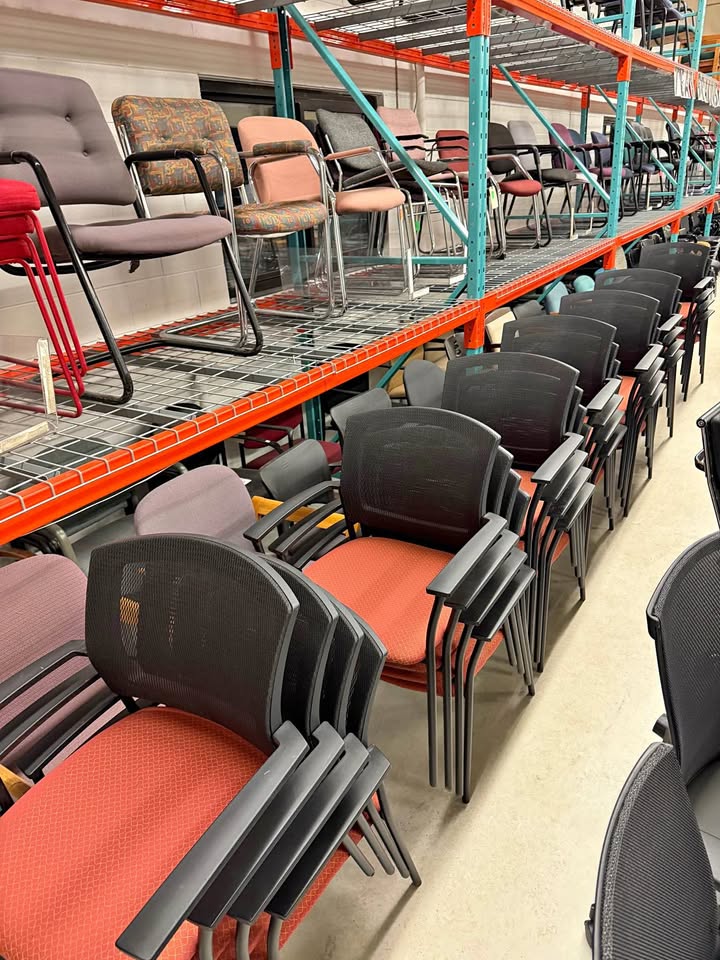 Black & Orange Stacking Reception Chairs with Arms