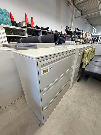 Beige Lateral 3-Drawer Filing Cabinet