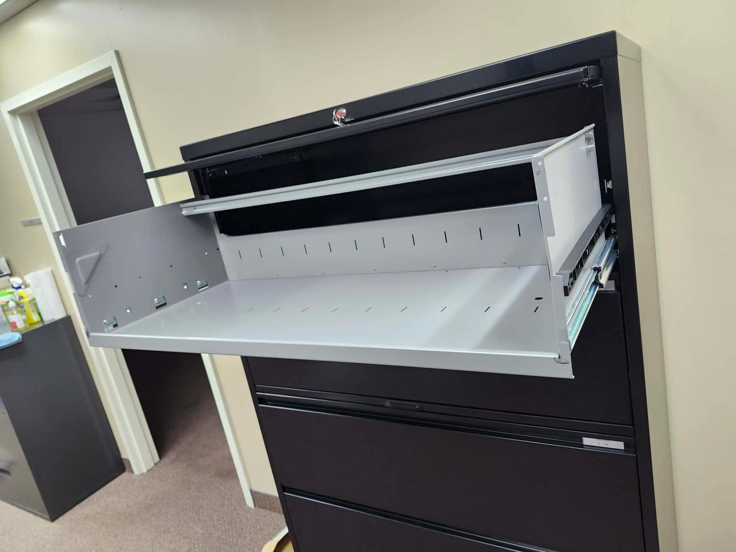 Black 5-Drawer Lateral Filing Cabinet
