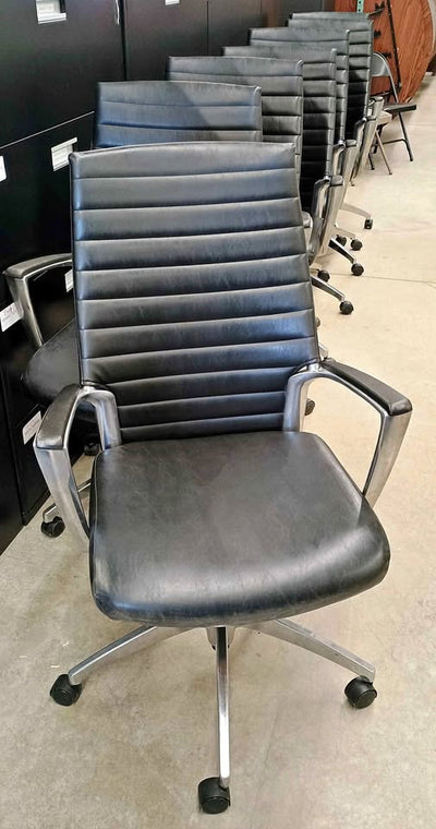 Black Ribbed Board Room Chairs