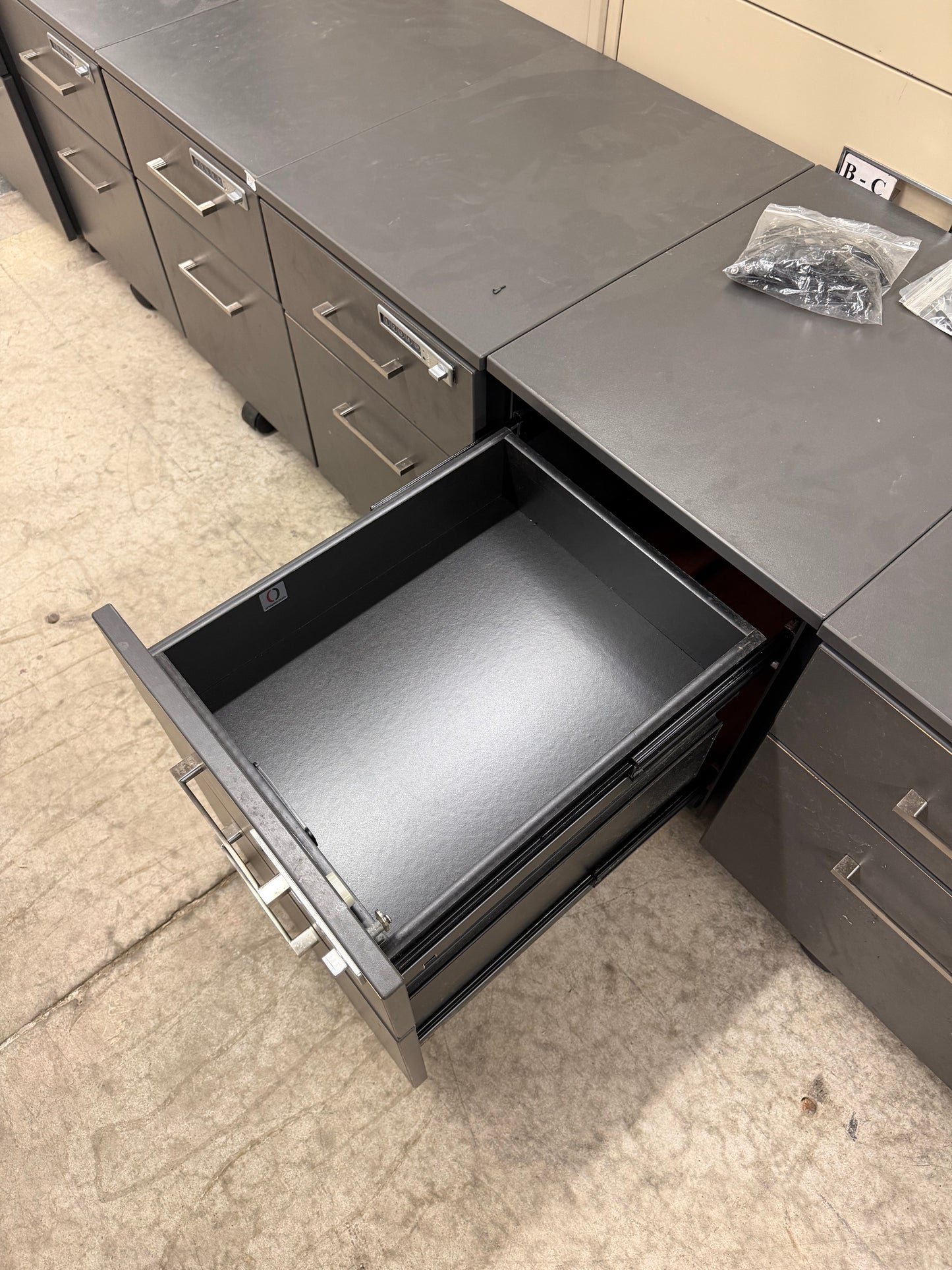 Dark Grey Rolling Electronic Wood Pedestals