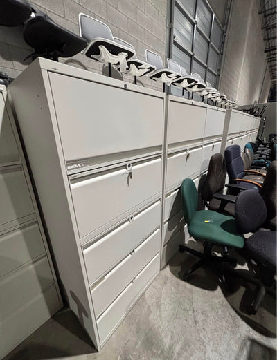 5-Drawer White Lateral Filing Cabinets