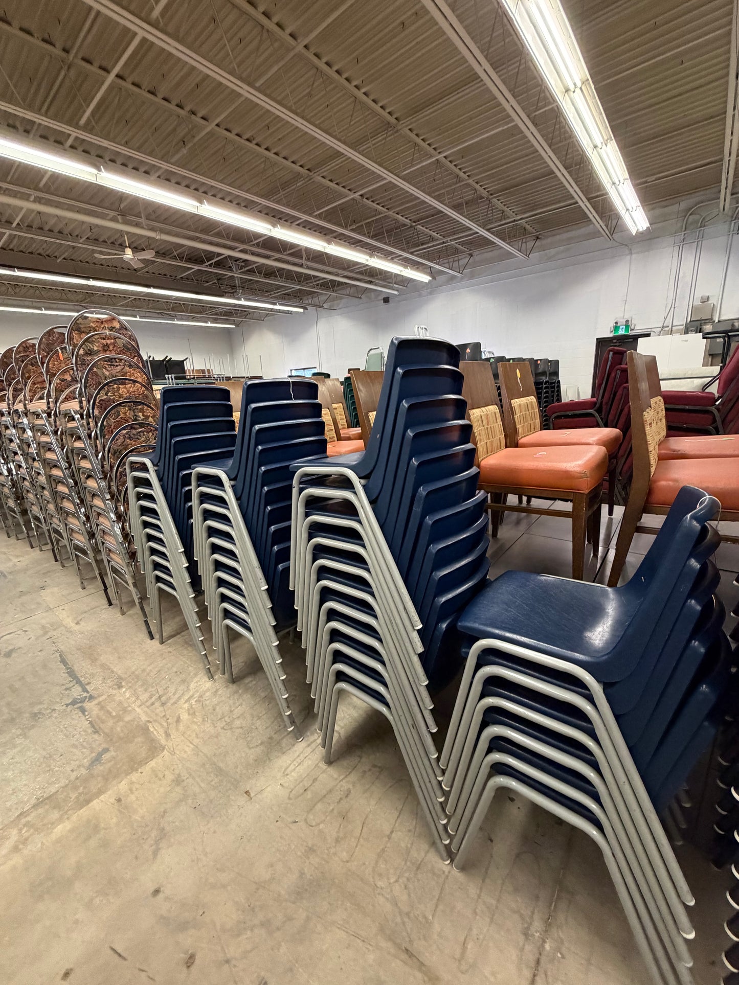 Navy Blue Plastic 18" Stacking Chairs