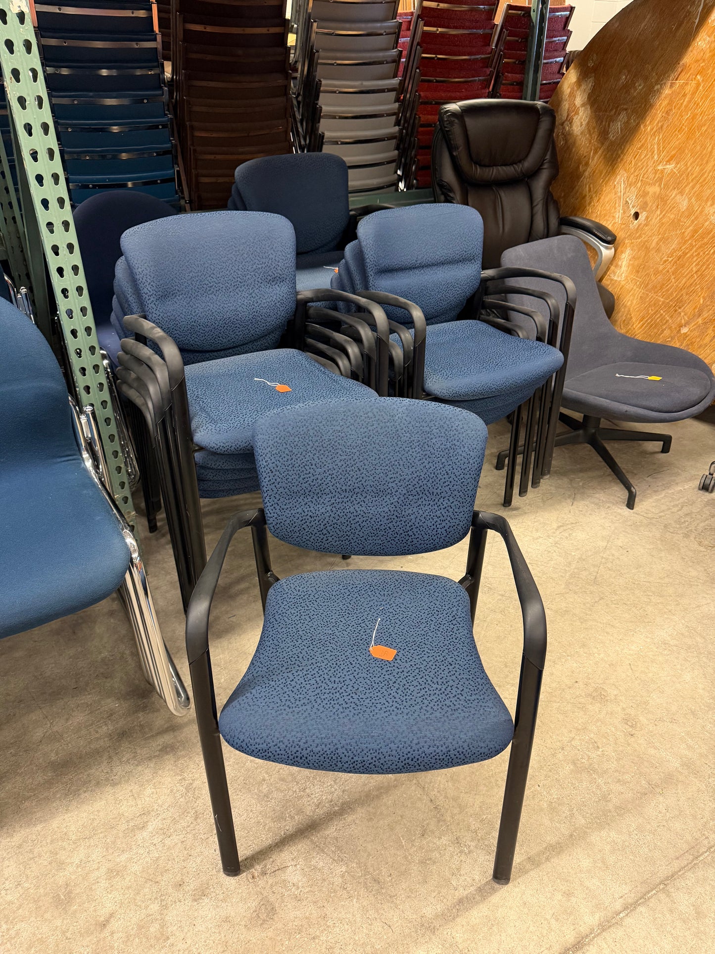 Blue Fabric Reception Chairs with Arms
