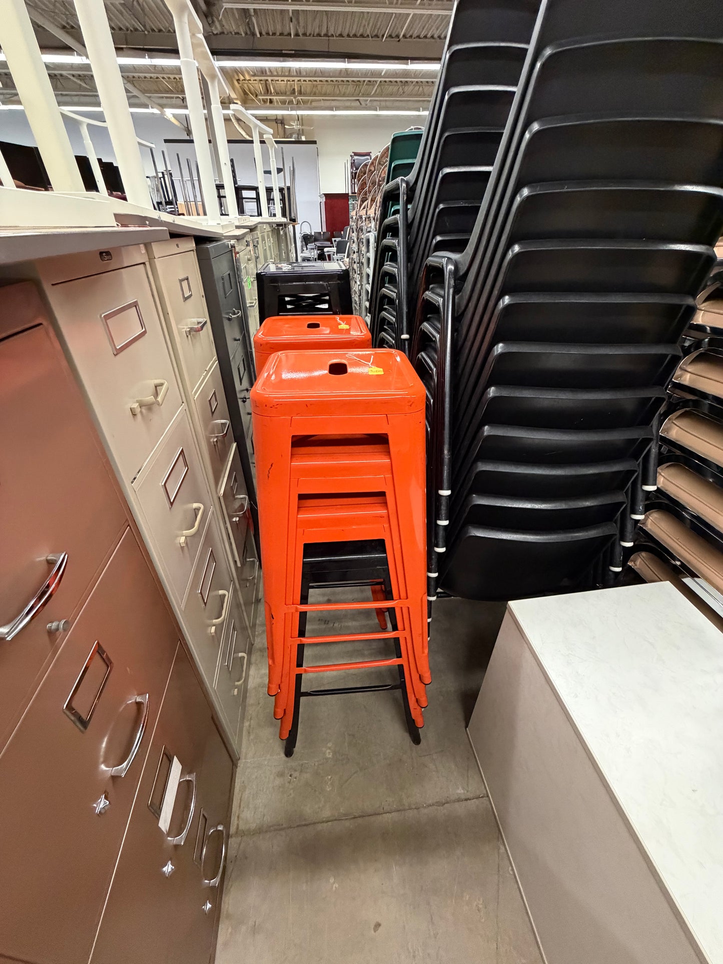 Orange Metal Stools