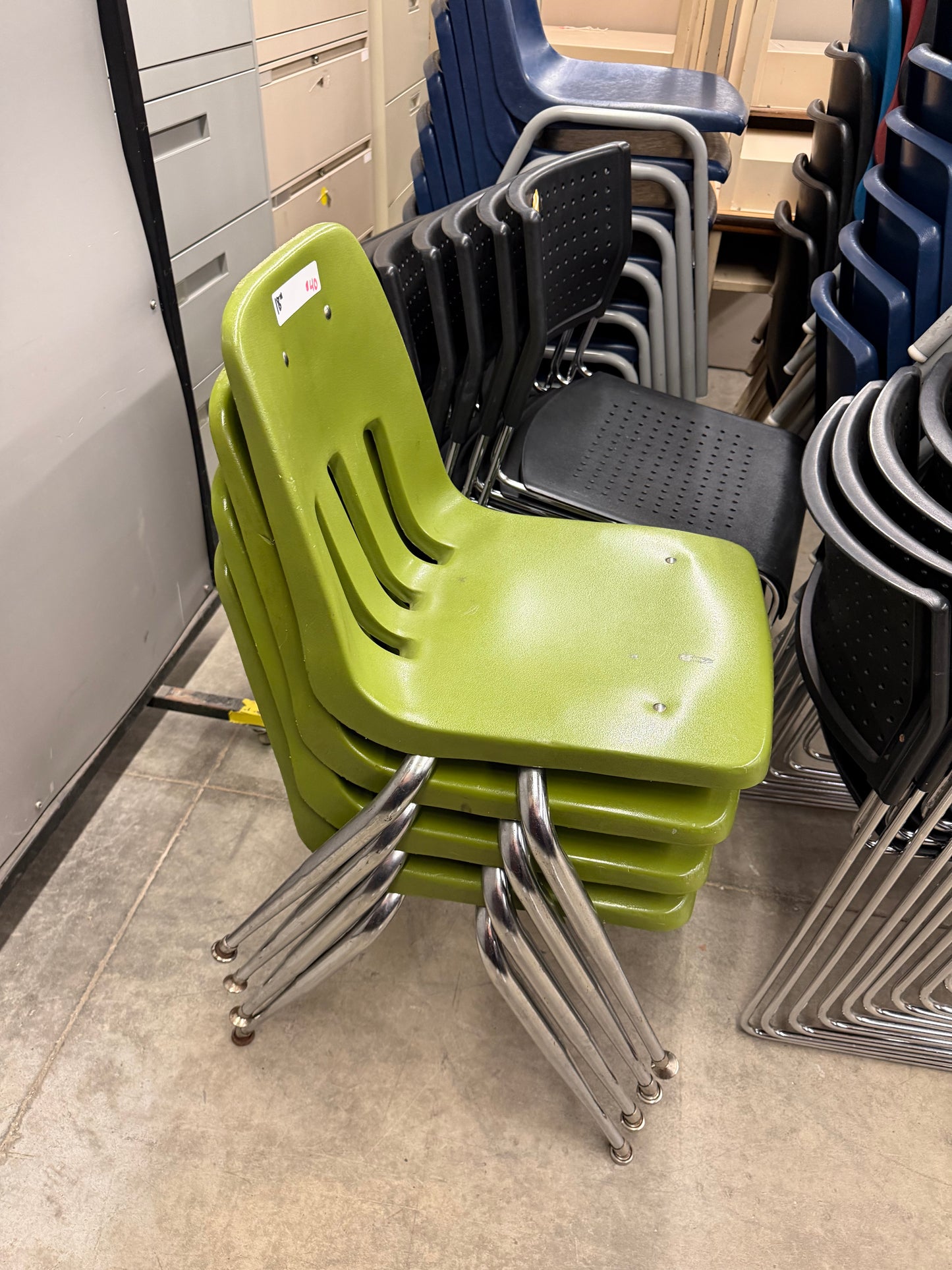 18” Green Plastic Stacking Chairs