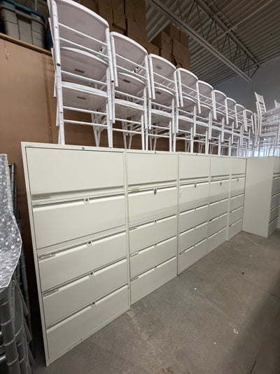 5-Drawer White Lateral File Cabinets
