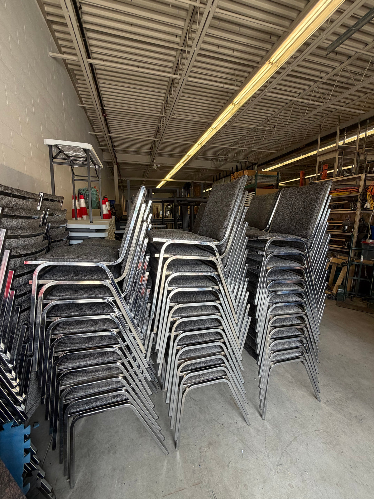 Grey Fabric Stacking Chairs