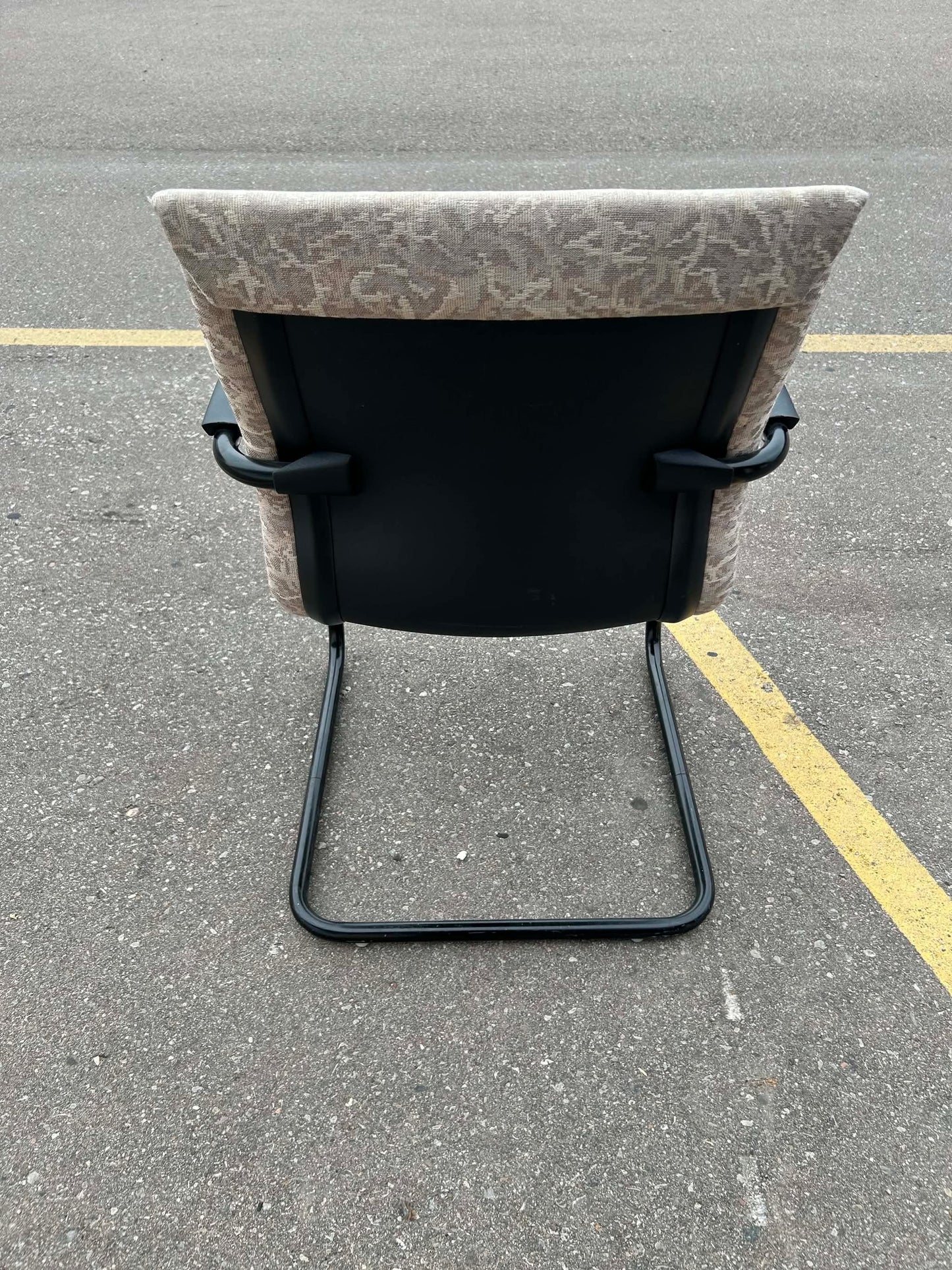 Steelcase Beige Floral Sleigh Bottom Reception Chairs