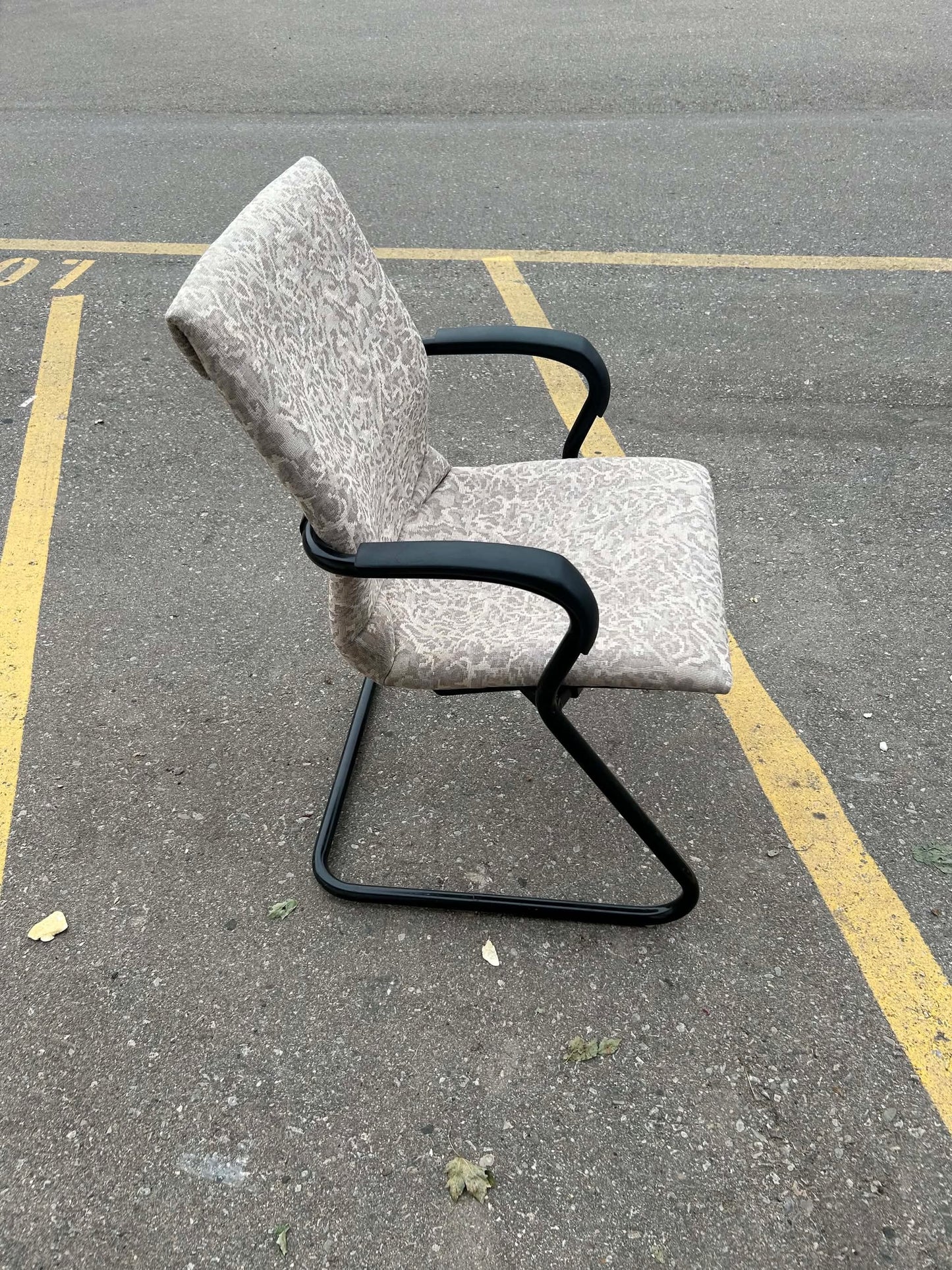 Steelcase Beige Floral Sleigh Bottom Reception Chairs