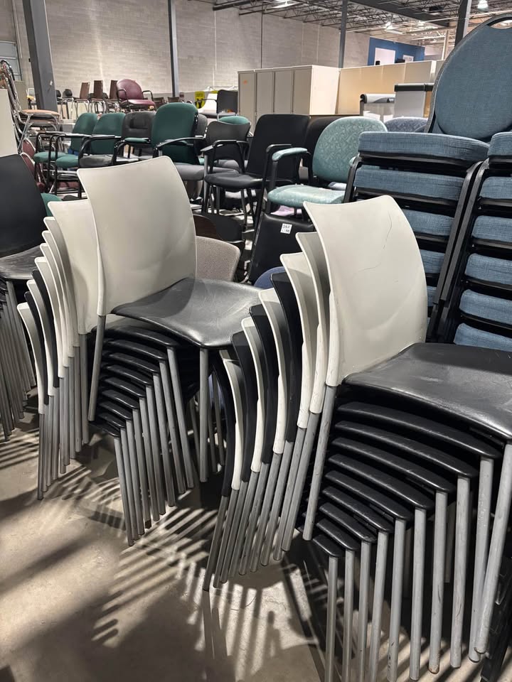 Black & White Stacking Plastic Chairs