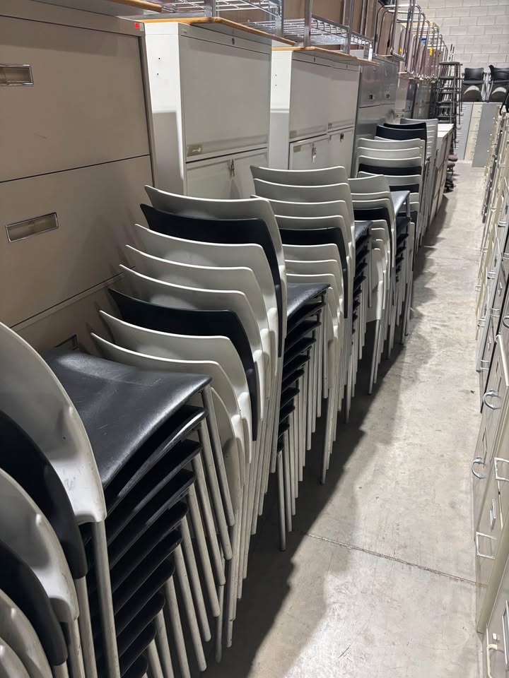 Black & White Stacking Plastic Chairs
