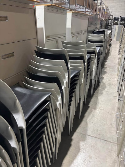 Black & White Stacking Plastic Chairs