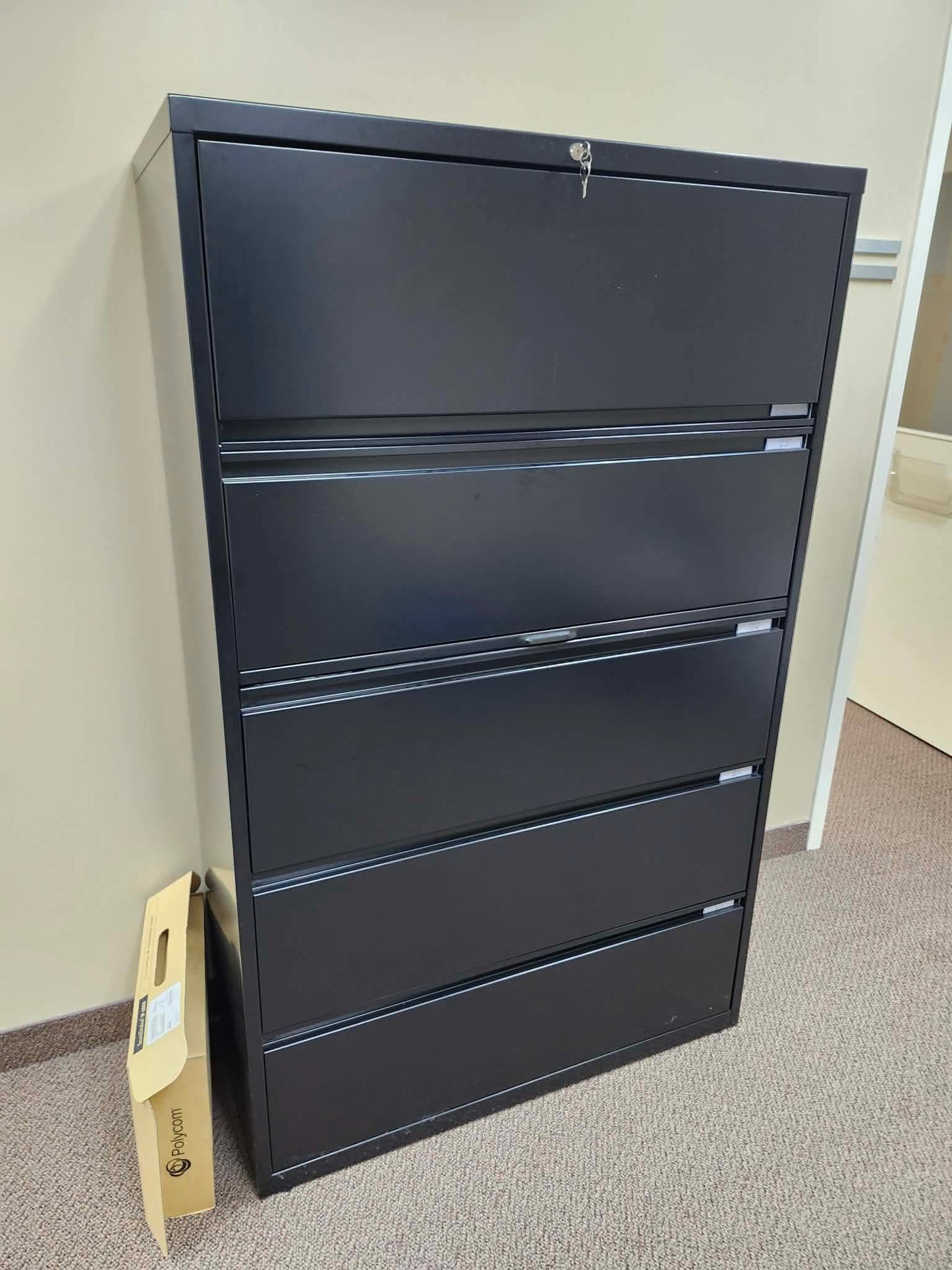 Black 5-Drawer Lateral Filing Cabinet