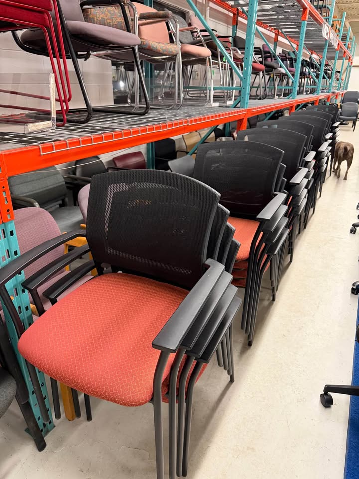 Black & Orange Stacking Reception Chairs with Arms