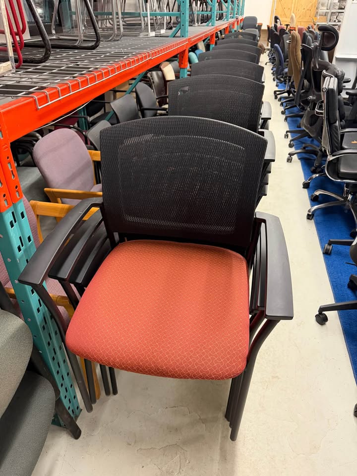Black & Orange Stacking Reception Chairs with Arms