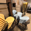 Yellow/Blue/Off-White Sleigh Bottom Stacking Chairs