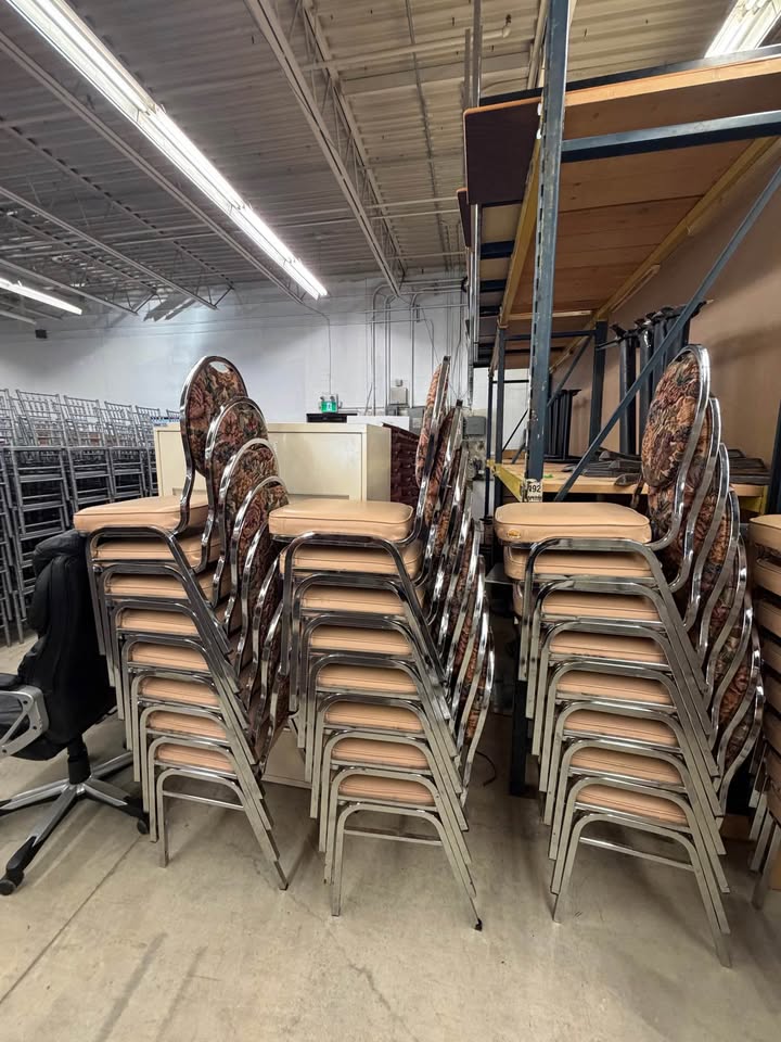 Stacking Beige/Floral Padded Banquet Chairs