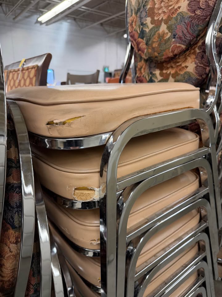 Stacking Beige/Floral Padded Banquet Chairs