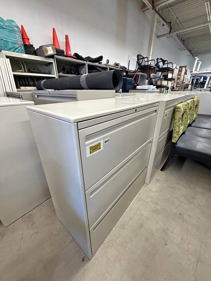 Beige Lateral 3-Drawer Filing Cabinet
