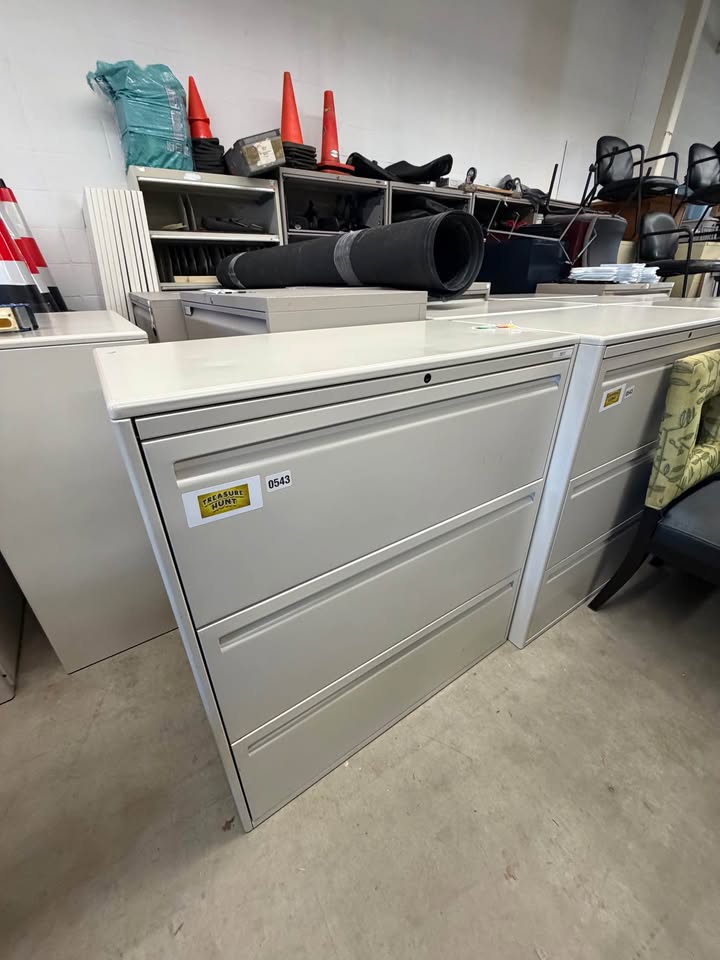 Beige Lateral 3-Drawer Filing Cabinet