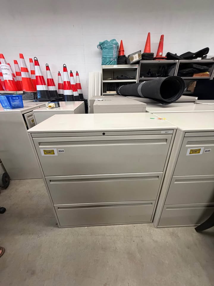 Beige Lateral 3-Drawer Filing Cabinet