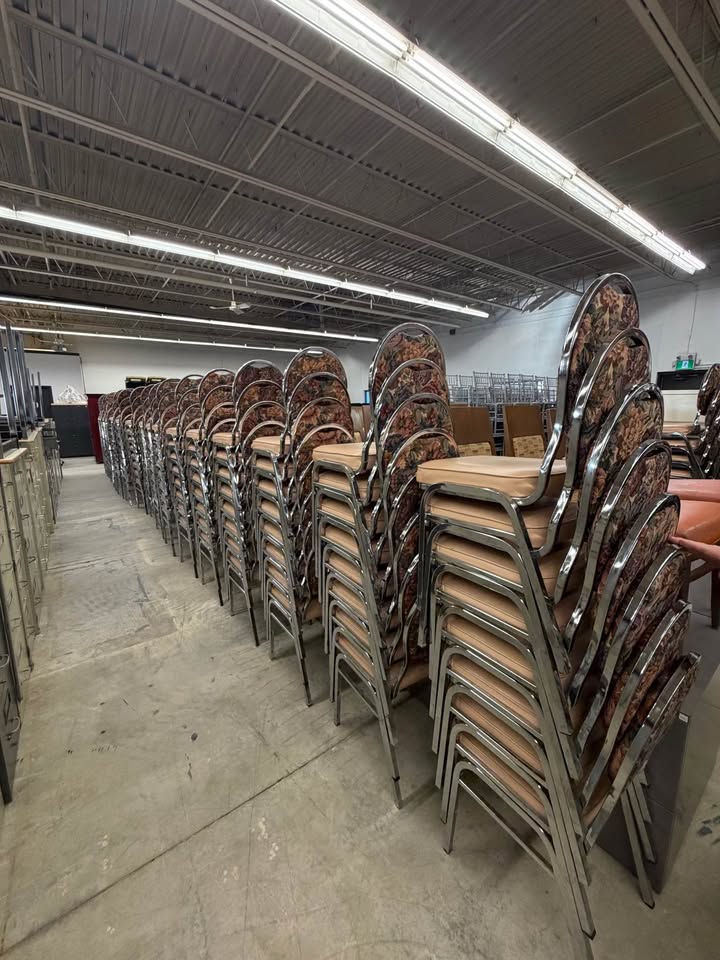 Stacking Beige/Floral Padded Banquet Chairs