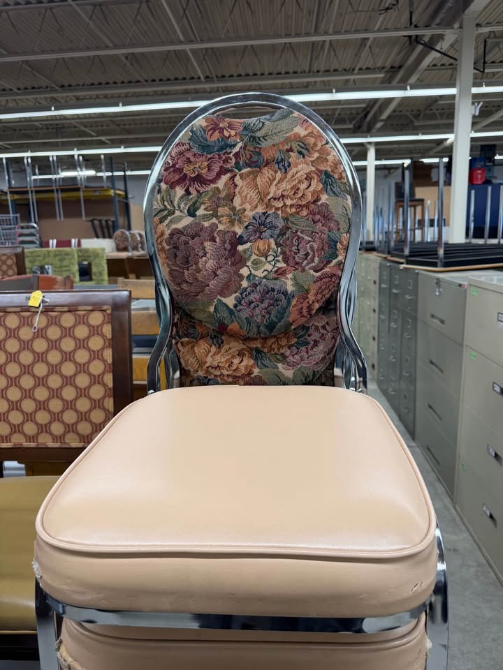Stacking Beige/Floral Padded Banquet Chairs