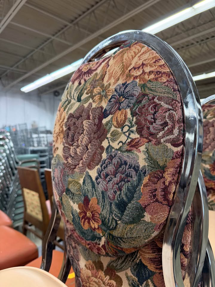 Stacking Beige/Floral Padded Banquet Chairs