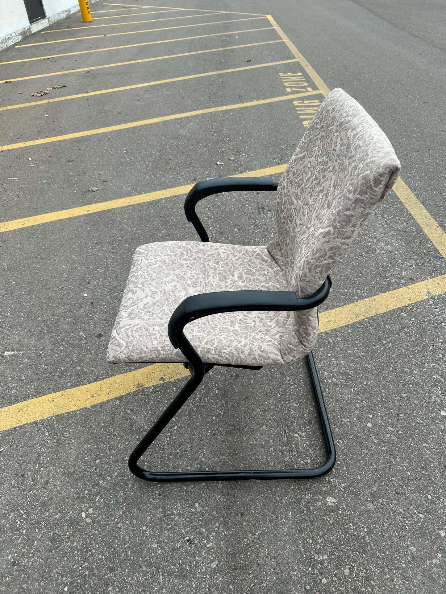 Steelcase Beige Floral Sleigh Bottom Reception Chairs