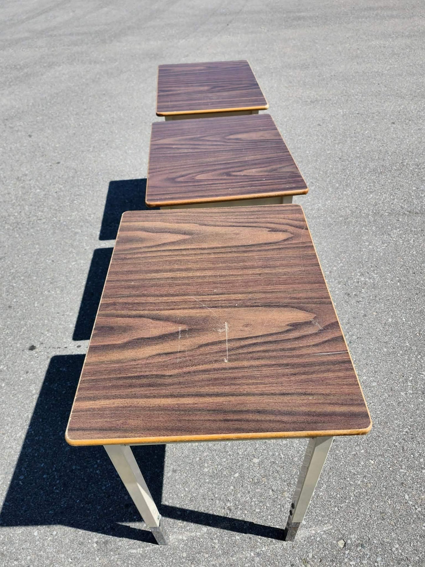 Dark Wood Grain Pocket Desks
