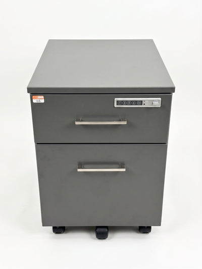 Dark Grey Rolling Electronic Wood Pedestals