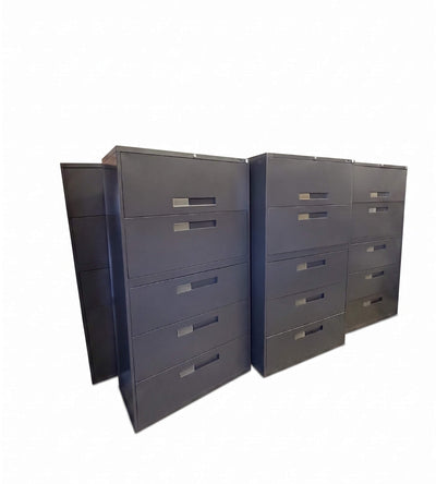 Dark Grey Global 5-Drawer Lateral Filing Cabinets