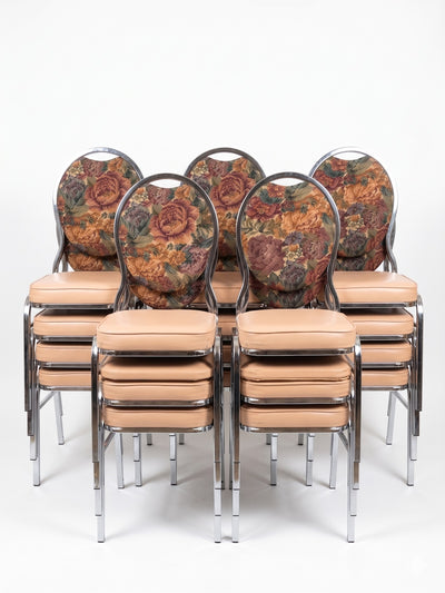 Stacking Beige/Floral Padded Banquet Chairs