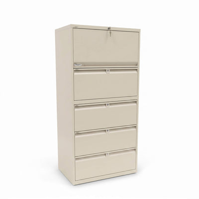 5-Drawer White Lateral Filing Cabinets