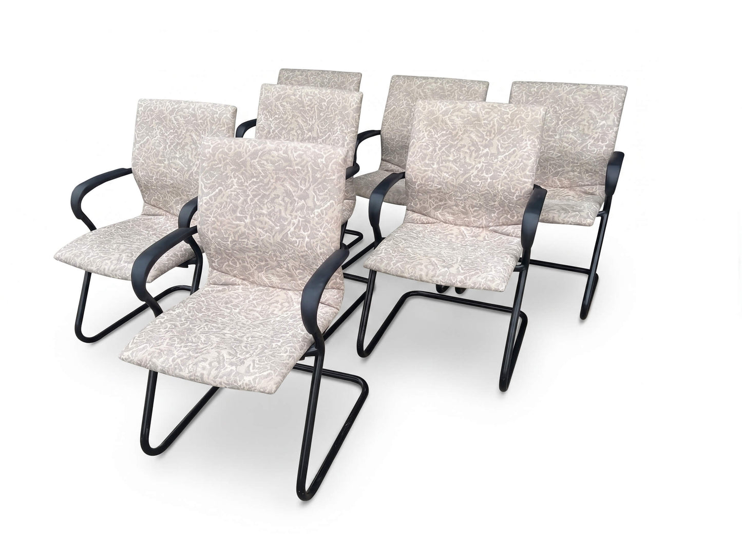 Steelcase Beige Floral Sleigh Bottom Reception Chairs
