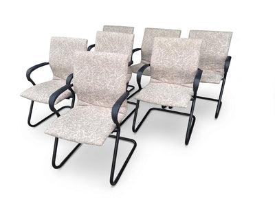Steelcase Beige Floral Sleigh Bottom Reception Chairs