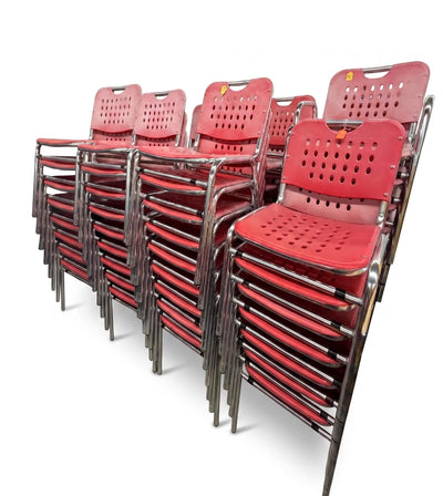 Stacking Red Plastic Chairs