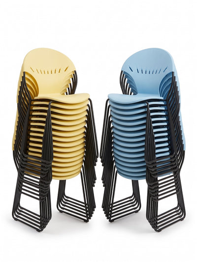 Yellow/Blue/Off-White Sleigh Bottom Stacking Chairs