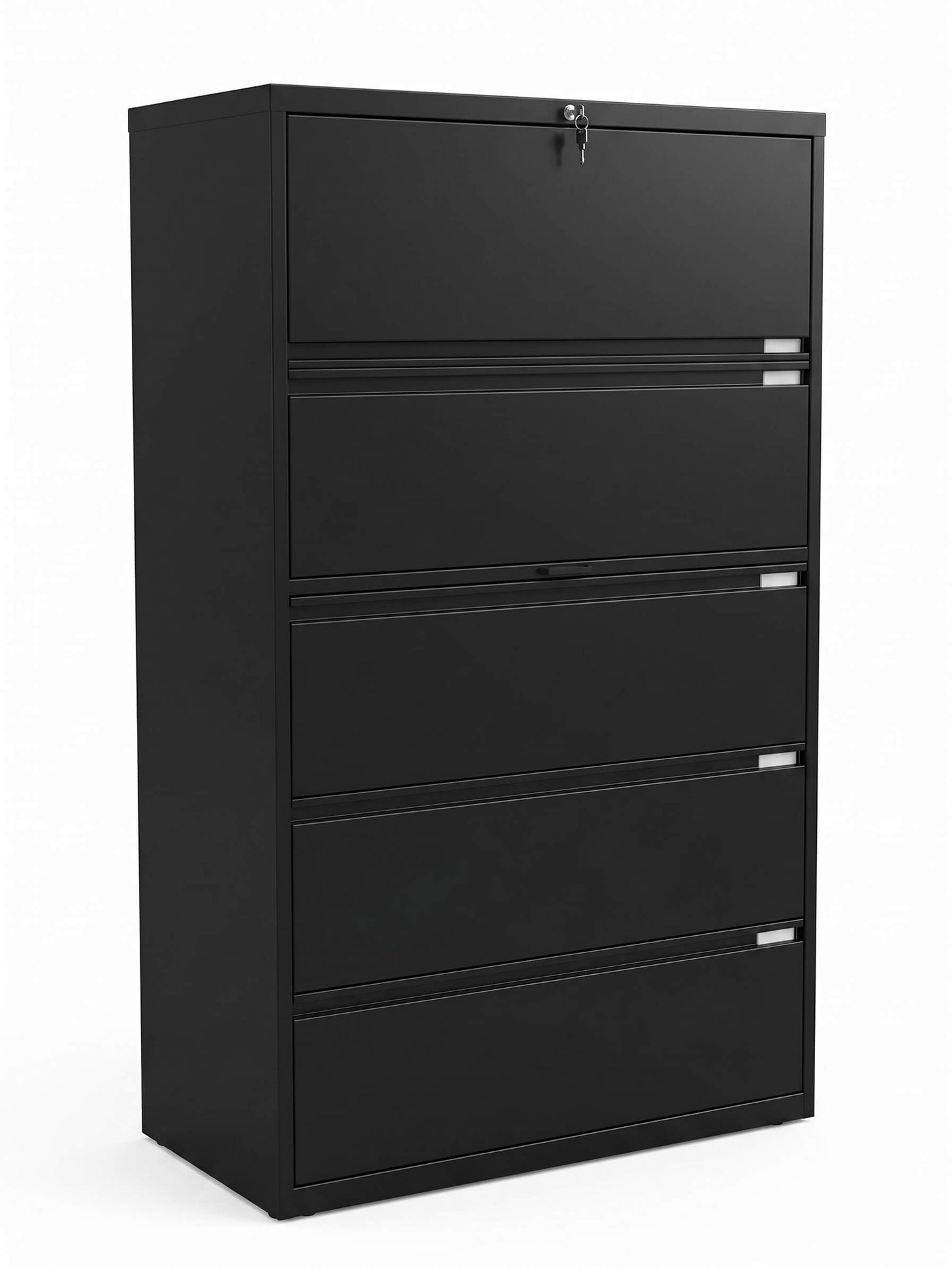 Black 5-Drawer Lateral Filing Cabinet
