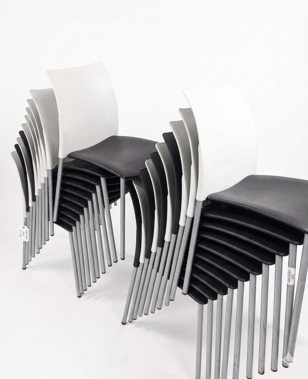 Black & White Stacking Plastic Chairs