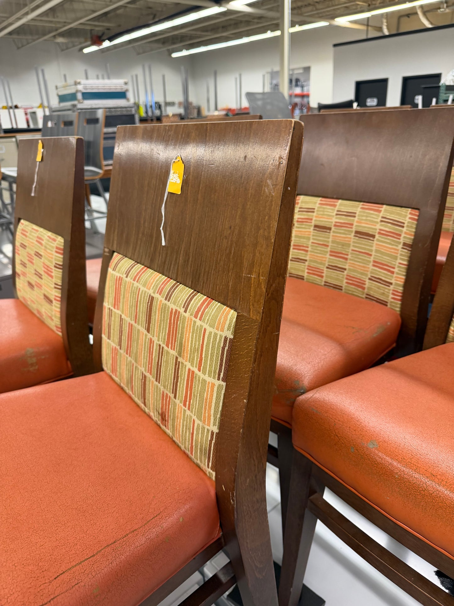Brown/Orange Wood Restaurant Chairs