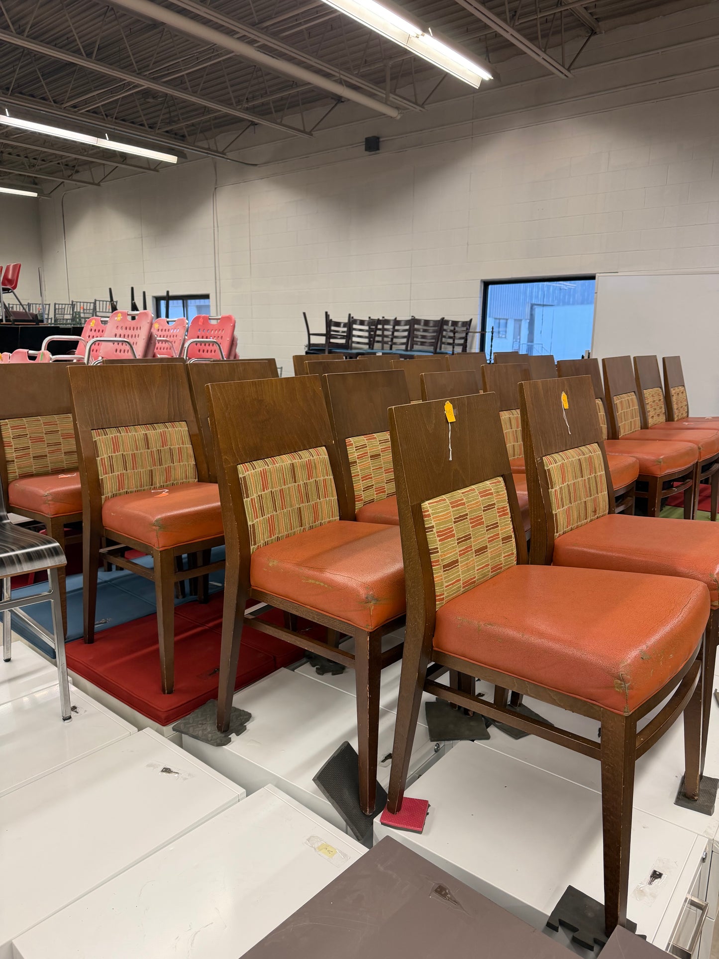 Brown/Orange Wood Restaurant Chairs